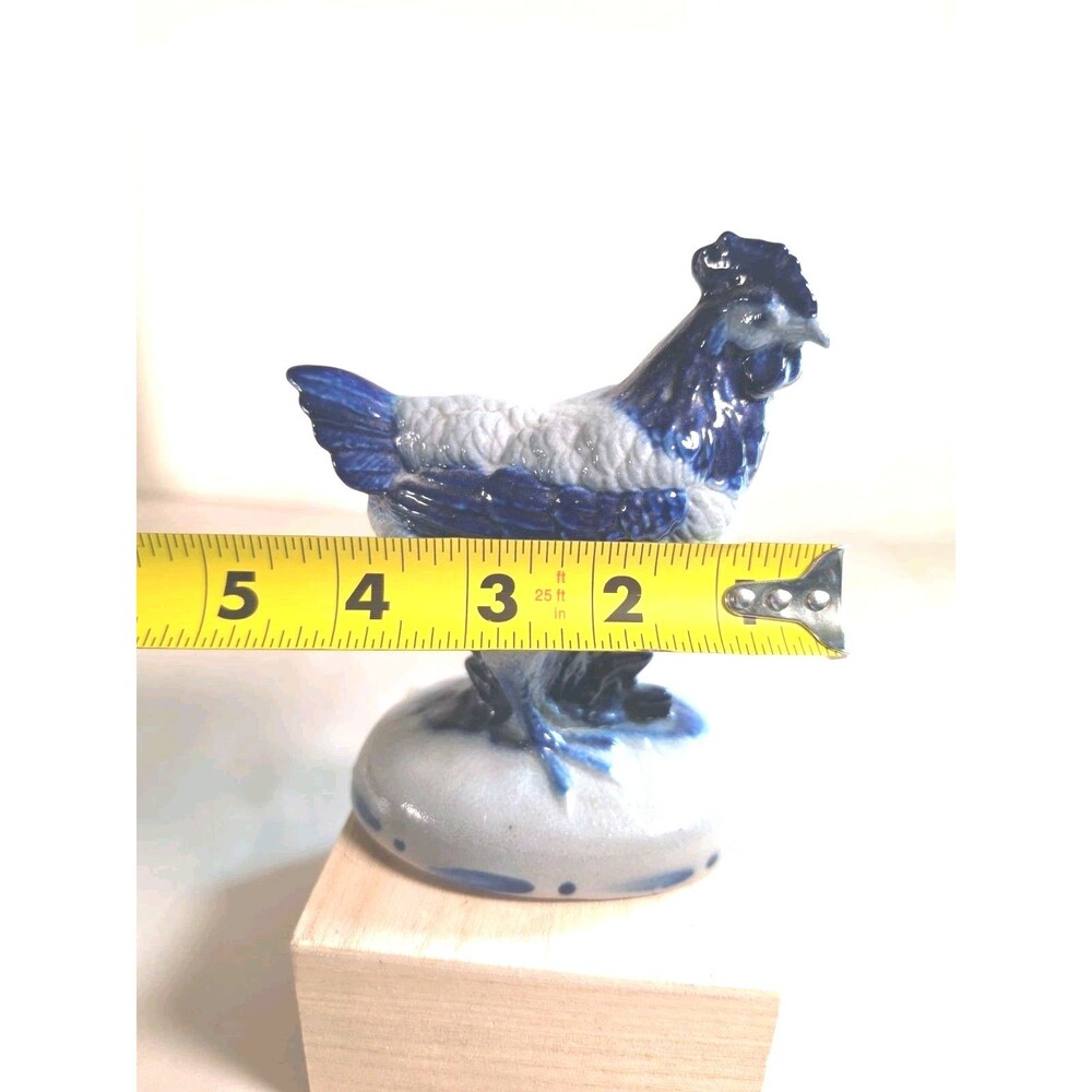 2000 ELDRETH Pottery Salt Glazed Stoneware Chicken Figurine 6" Blue/grey - Picture 2 of 8
